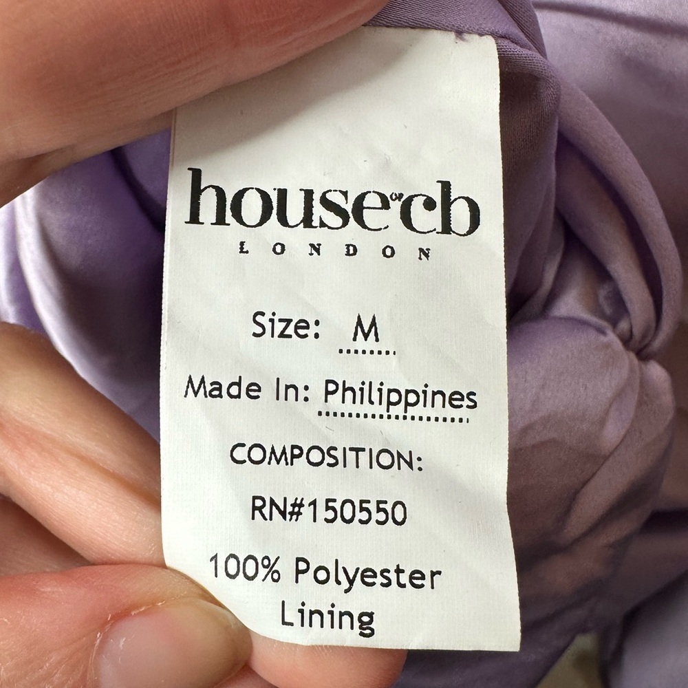 House of‎ CB Lilac Kate Orchid Satin Wrap Front Mini Dress Medium - Picture 10 of 13